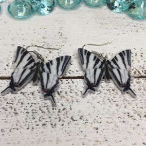 Zebra Acrylic Butterfly Earrings